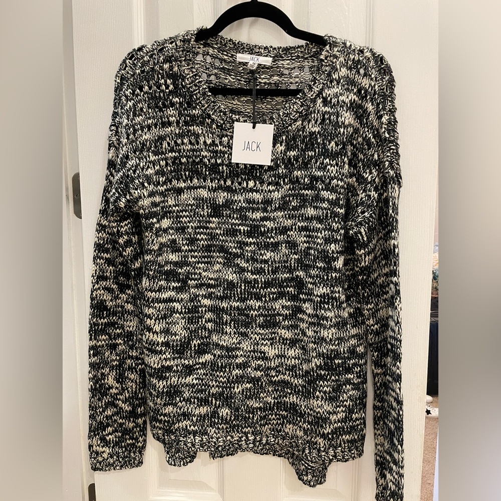 Jack New with Tags: Black and Cream Sweater with a little gold in threading